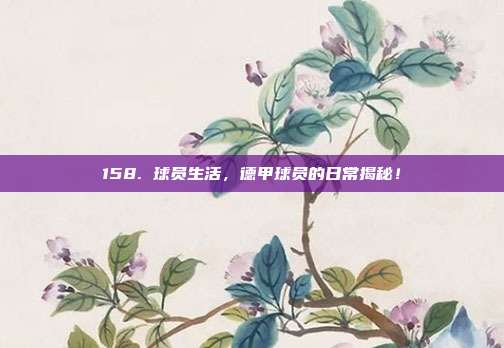 158. 球员生活，德甲球员的日常揭秘！