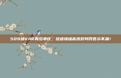 509场VAR再引争议，球迷情绪高涨对判罚表示不满！