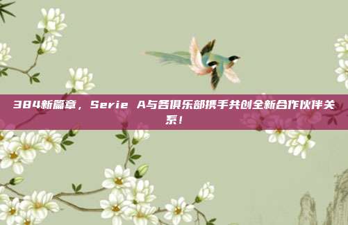 384新篇章，Serie A与各俱乐部携手共创全新合作伙伴关系！